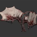 Fierce Red Pink Dragon Creature With Spread Wings And Intricate Spiked Details