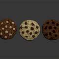 Three Assorted Chocolate Chip Cookies With Different Flavors And Textures