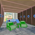 Modern Media Room With Cozy Sofas Acoustic Panels And Lighting 3d model