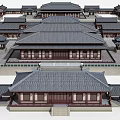 Traditional Chinese Ancient Architecture With Symmetrical Layout Tile Roofs And Wooden Structure