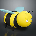 Cute Cartoon Bee Character With Yellow Black Stripes Blue Wings And Sad Expression 3d model