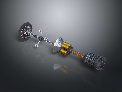 Mechanical Construction Featuring Wheel Connected Rods Yellow Modules Grid Parts And Metal Elements 3d model