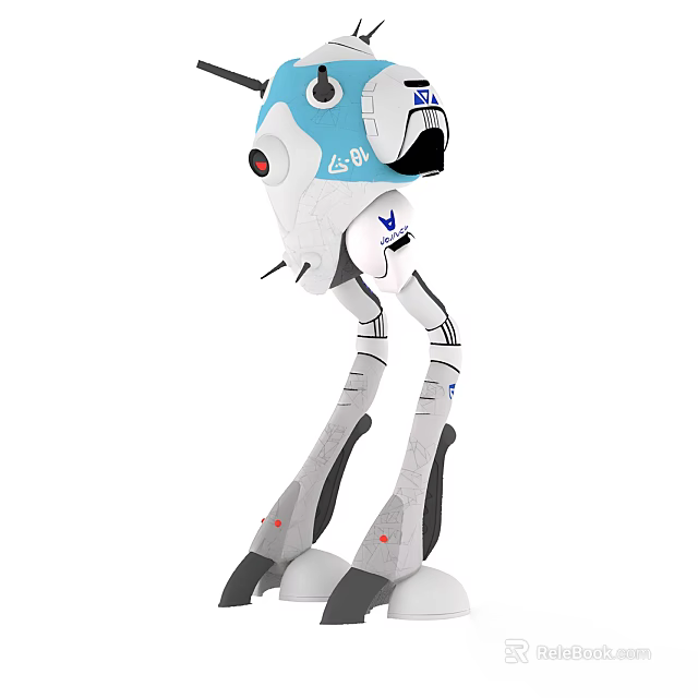 Interactive Electric Toy Robot With Blue And White Design Mechanical Legs And Detailed Head 3d model 