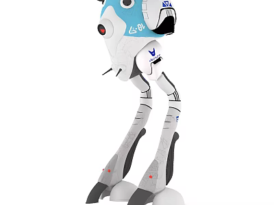 Interactive Electric Toy Robot With Blue And White Design Mechanical Legs And Detailed Head 3d model