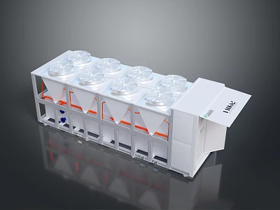 Compact Mini Electrical Appliance with Multiple Circular Transparent Lids Compartments and Orange Sections 3d model