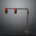Street Traffic Light Installation With Dual Signal Heads And Metal Support Pole