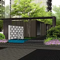 Modern Entrance Gate With Wooden Structure Steps Lighting And Green Plants