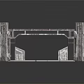 Futuristic Metal Scenic Component With Industrial Entryway And Mechanical Details