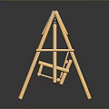 Light Colored Wooden Swing Stool With Sturdy Frame And Slatted Seat Design