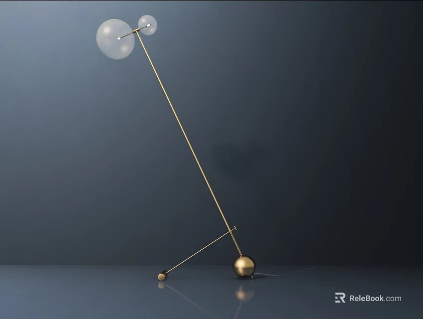 Elegant Modern Table Lamp With Golden Stand Transparent Glass Ball Shades And Base Balls 3d model 