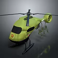 Green Space Exploration Helicopter Model With Rotor Cockpit And Mounted Gear