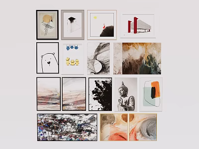 Diverse Wall Art Collection Featuring Paintings and Decorative Prints 3d model