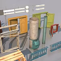 Public Facilities Components Including Various Doors Railings Bricks And Building Materials 3d model