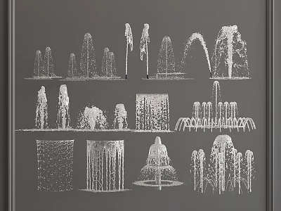 Various Water Fountain Designs Featuring Spray Patterns Waterfall Effects And Multi Tiered Structures 3d model