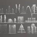 Various Water Fountain Designs Featuring Spray Patterns Waterfall Effects And Multi Tiered Structures 3d model