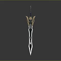 Elegant Blue Fantasy Sword With Golden Hilt Ornaments And Shiny Blade Design