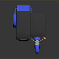 Blue Three Wheeled Motorcycle With Canopy And Rider Seated On It