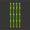 Five Tall Green Bamboo Stems With Shiny Surface Against Dark Background