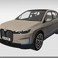 Beige BMW Electric Car With Signature Kidney Grille And Blue Accents