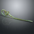 Antique Bronze Hairpin As Daily Life Item With Curved Design And Intricate Patterns