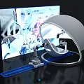Futuristic Robot Technology Display With Large Screen And Circular Installation 3d model