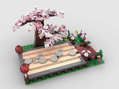 LEGO Toy Building Blocks Garden Park Cherry Tree 3d model