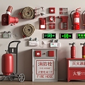 Fire hydrant fire extinguisher fire hydrant safety exit alarm fire emergency lighting 3d model