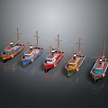 Colorful Toy Boat Play Equipment with Masts Arranged in a Row for Kids