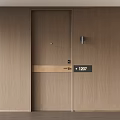 Wooden Room Door With Modern Handle And Room Number 1207 Sign
