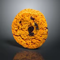 Golden Brown Oatmeal Cookie with Chewy Texture and Raisins on Dark Background