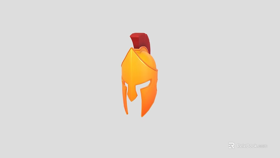 Classic Greek Style Helmet With Orange Body And Red Crest Fashion Accessory 3d model 