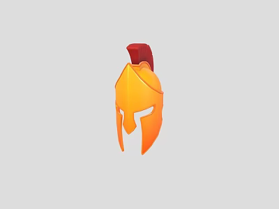 Classic Greek Style Helmet With Orange Body And Red Crest Fashion Accessory 3d model