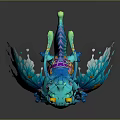 Cute Blue Fantasy Game Movie Character With Winged Design Star Decorations And Purple Flowers