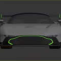 Silver Sports Car with Green Accents Red Alloy Wheels Black Rear Spoiler and Sleek Design