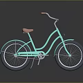 Classic Light Blue Bicycle With Brown Seat And Reflective Surface 3d model