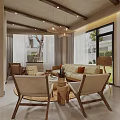 Rustic Guesthouse Interior With Wooden Beams Arched Doorways Cozy Seating And Natural Light