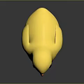 Cute Plump Yellow Chick 3D Model With Black Eyes And Orange Beak And Feet