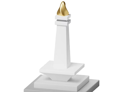 White Tower Like Structure With Golden Spire And Multi Tiered Pedestal Base 3d model