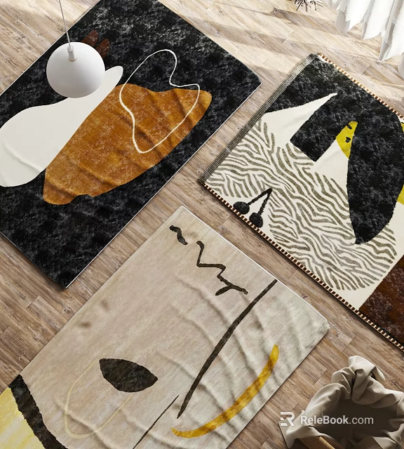 Modern Square Rugs With Abstract Geometric Patterns And Multicolor Designs For Home Decor 3d model