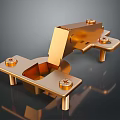 Golden Metal Hinge Component With Shiny Surface And Fixed Screws Structure 3d model