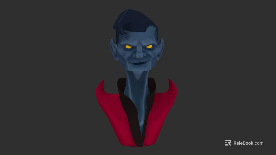 Game Movie Character With Blue Skin Yellow Eyes And Red Black Outfit 3d model 