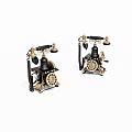 Two Vintage Telephones With Rotary Dials And Black Gold Retro Design