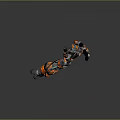 Robotic Arm 3D Rendering With Metallic Structure And Orange Accents 3d model