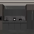 Modern Kitchen Sideboard Design With Dark Cabinets Marble Countertop And Built-in Appliances