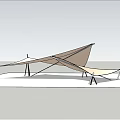 Tensile Membrane Structure With Metal Support Poles And Brown Canopy Design 3d model