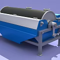Industrial Rotary Drum Filter Machine with Blue Silver Body Electric Motor and Metal Stand