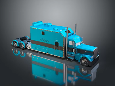 Stylish Blue Model Truck With Detailed Design And Reflective Surface 3d model
