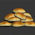 Fresh Golden Hamburger Buns Stacked With Sesame Seeds On Black Background
