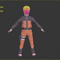 Anime Character With Spiky Yellow Hair Orange Black Outfit And Forehead Protector