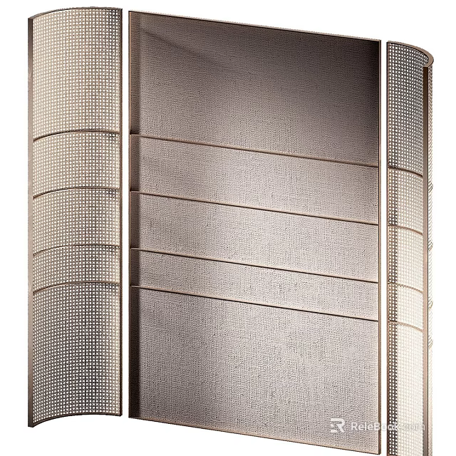 Modern Bed Background Wall Design With Textured Panels Horizontal Lines And Grid Accents 3d model 